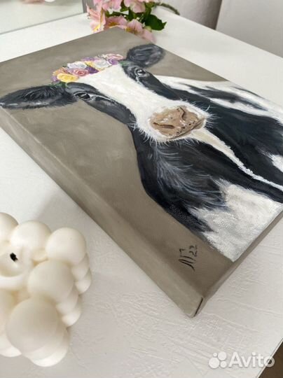 Картина маслом «коровка»