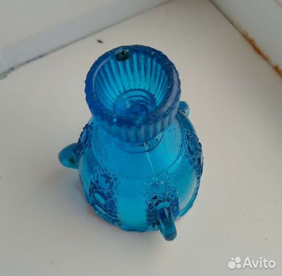 Старинная лампадка синее стекло19 век