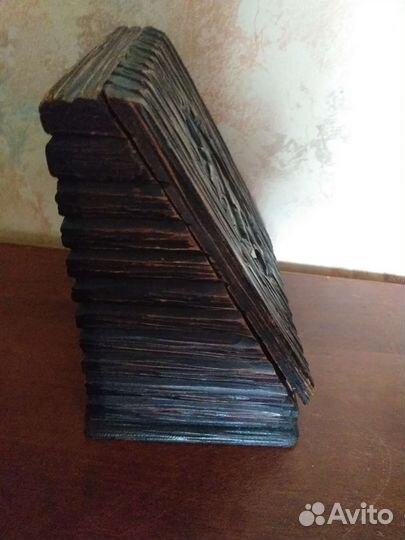 Старинные деревянные шкатулка записная книжка,заяц