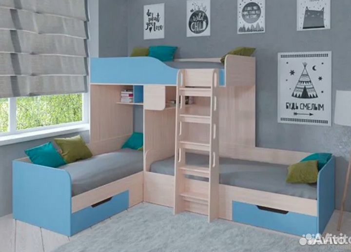 Кровать Трио Дуб Молочный/Венге