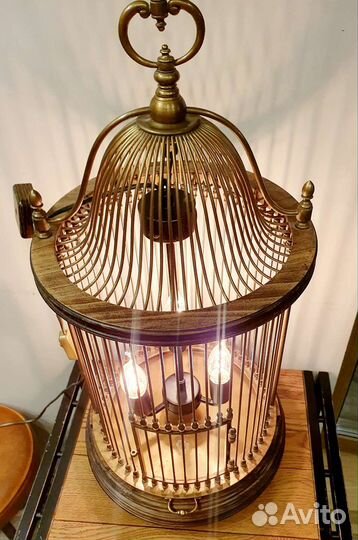 Большая бронзовая клетка-светильник