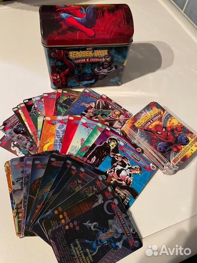 Карточки человек паук герои и злодеи с кейсом