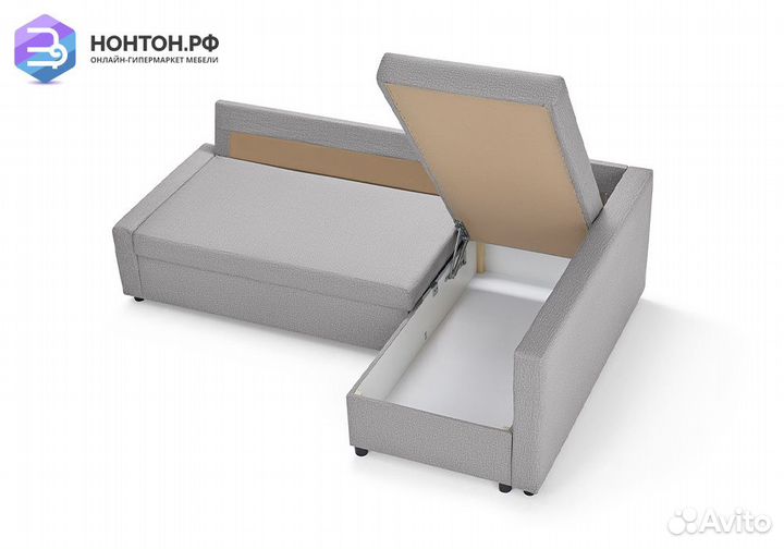 Диван угловой дельфин Поло серый