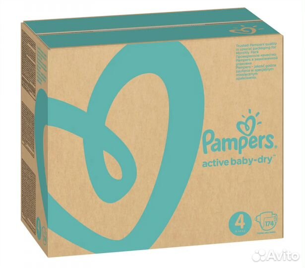 Подгузники Pampers active baby-dry 4 (174 шт.)
