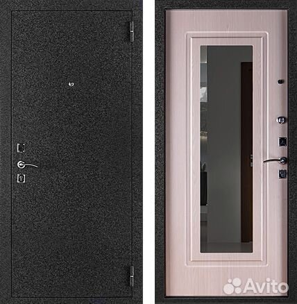 Теплые входные двери с зеркалом. Установка Оруб