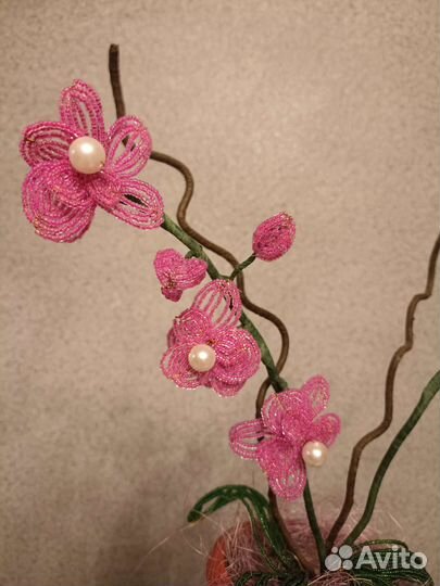 Цветы из бисера и кофе