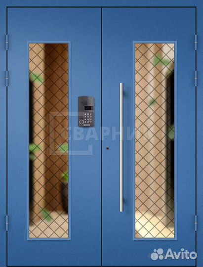 Двустворчатая недорогая тамбурная дверь пд-129