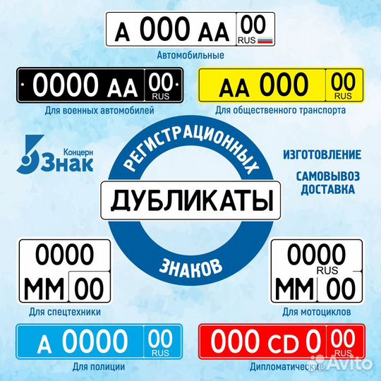 Изготовление дубликатов номеров
