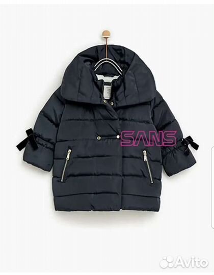 Пуховик zara для девочки 86 см