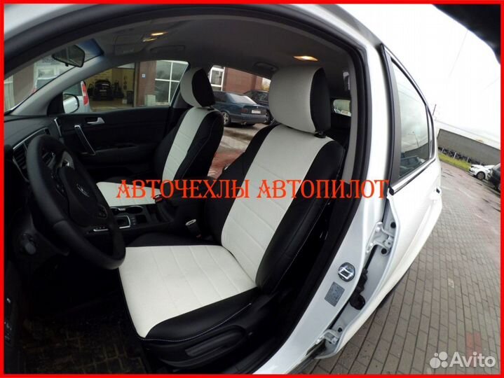 Чехлы Автопилот Kia Sportage 4 из экокожи чёр-бел