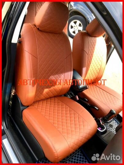 Чехлы Автопилот Nissan Tiida из экокожи коричневые