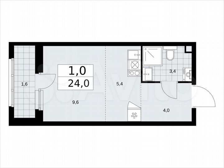 Квартира-студия, 24 м², 2/16 эт.