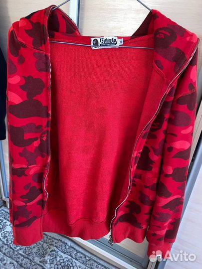 Red zip hoodie bape