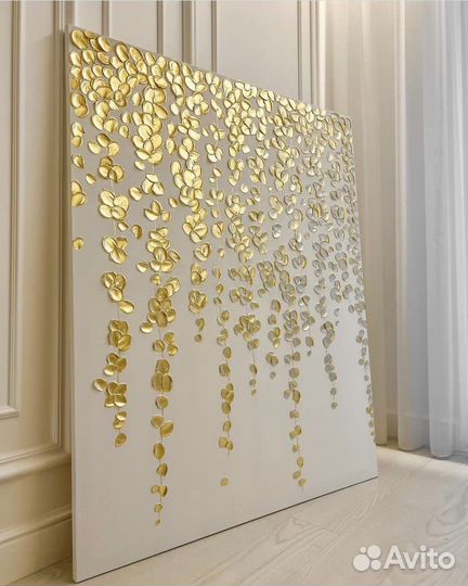 Интерьерная картина текстурная с золотом дерево