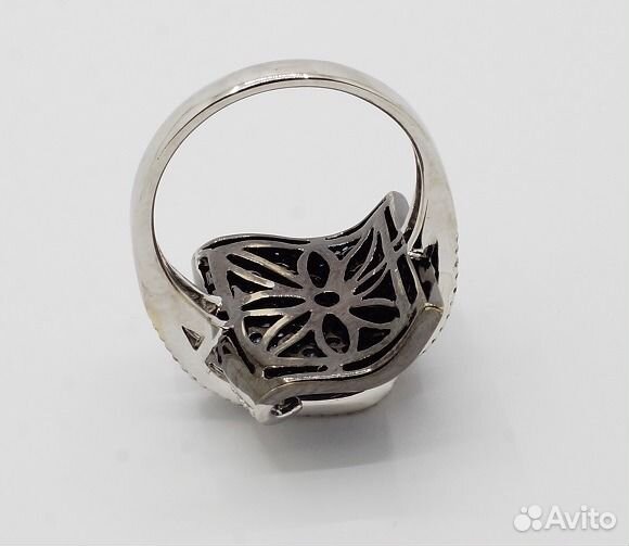 Кольцо бриллианты,шпинель белое золото 18К