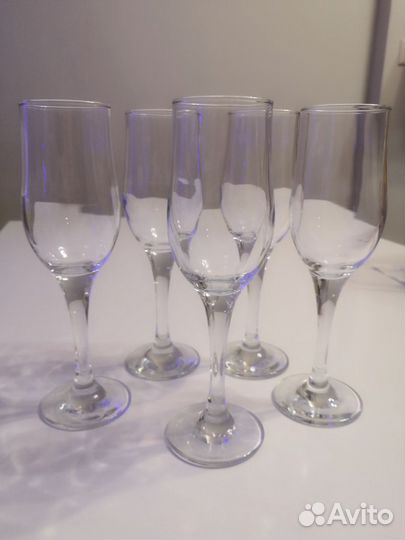 Фужеры бокалы для шампанского 6 и 4 шт