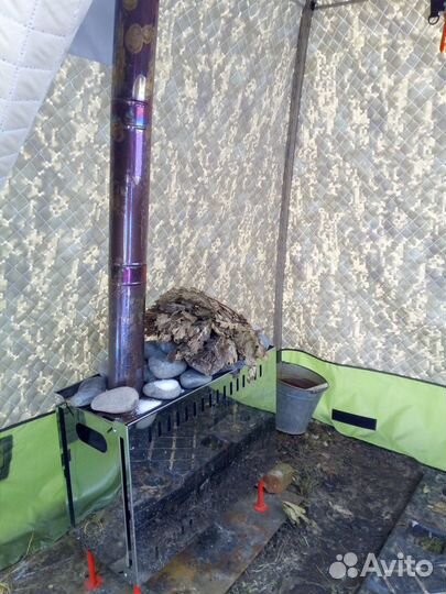 Походная баня с печкой