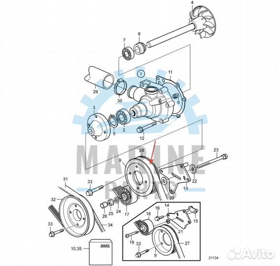 Ремень приводной Volvo Penta 3582424 KAD,kamd