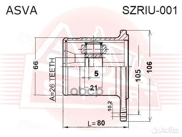 ШРУС внутренний задний 26х105 szriu-001 asva