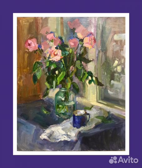 Картина натюрморт с розами