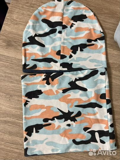 Хлопковая шапка и бафф двусторнний