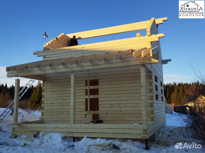 Срубы дома из бруса 6х6 с террасой строительство