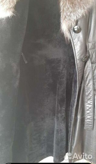 Кожаный зимний плащ женский