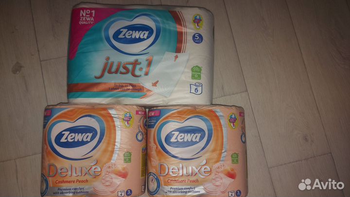 Zewa Just 1 из Европы - 5 слоёв, + 2 пачки Delux