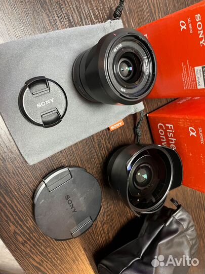 Объектив FE sony 28mm f2 + fisheye конвертер