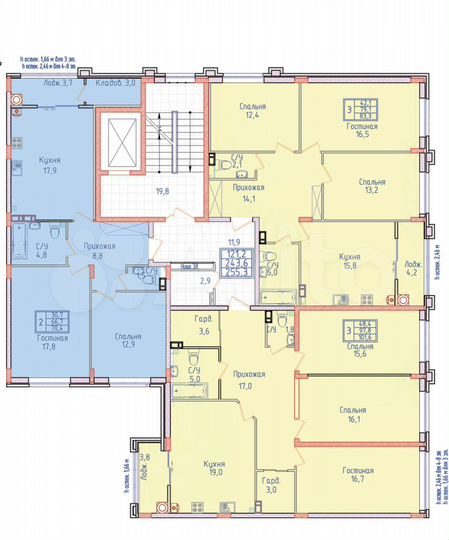 2-к. квартира, 70,4 м², 3/8 эт.