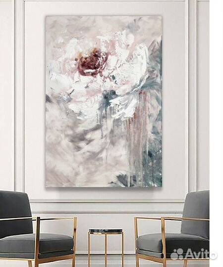 Интерьерная Картина Большая Нежная Картина Пион
