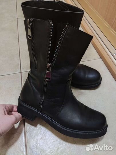 Сапоги zara кожа