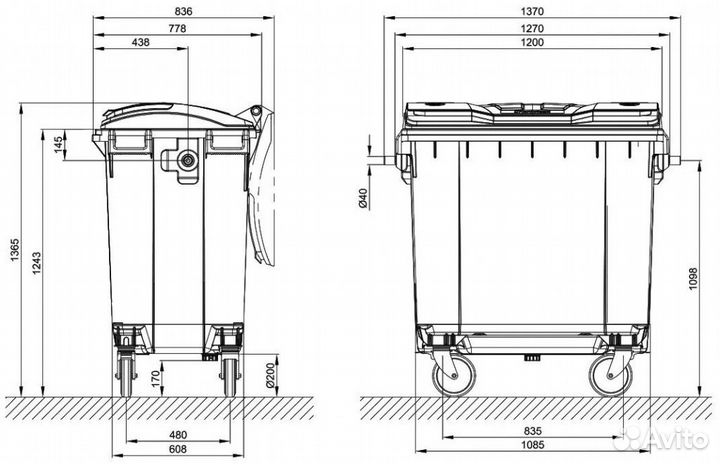 Пластиковый контейнер 770л. Арт 103967