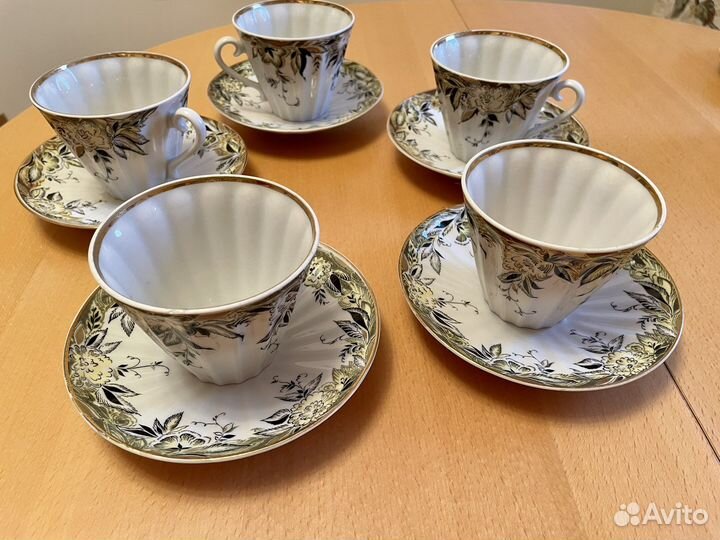 Чайный сервиз лфз фарфор СССР Желтый фриз