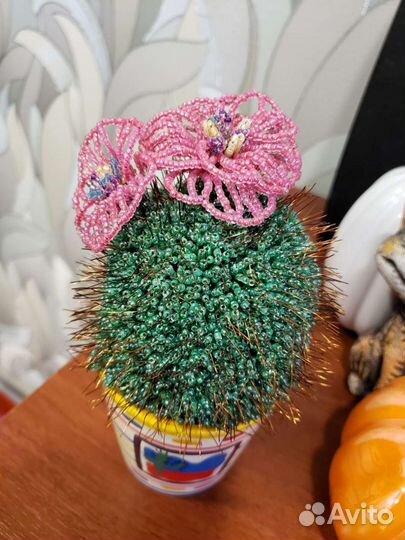 Кактус из бисера, декор для дома