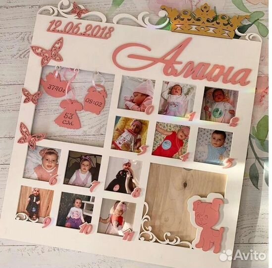 Детская метрика фоторамка