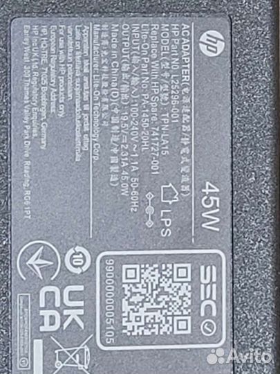 Блок питания оригинал для ноутбука hp 45w