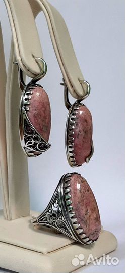 Серьги + кольцо серебряные 339295Г/339294Г