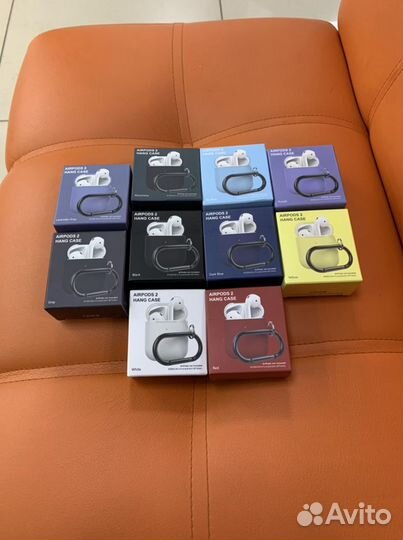 Чехлы Silicon Case Airpods 1/2 с Карабином