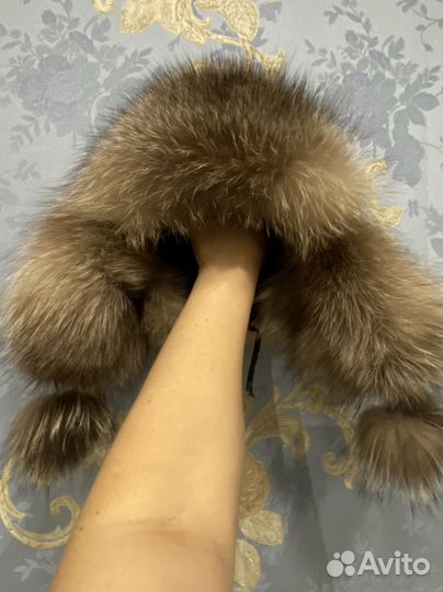Шапка ушанка женская нат. мех и кожа