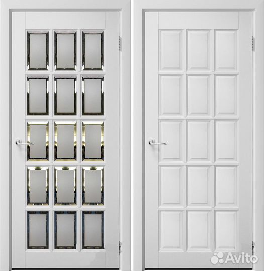 Дверь английская решетка белый жемчуг