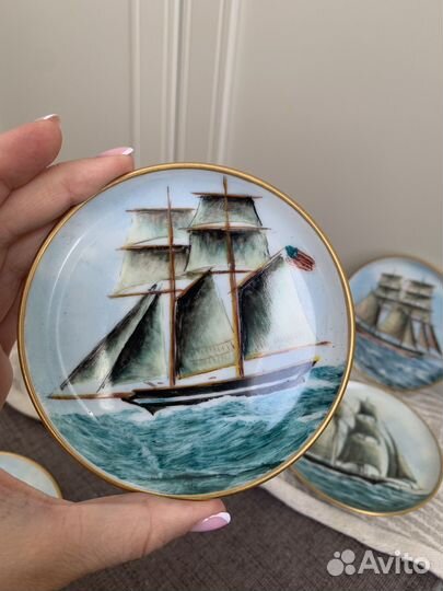 Винтажные тарелки с кораблями