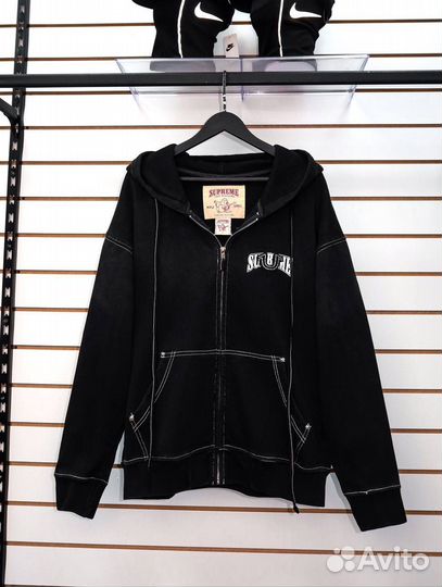 Зип худи со стразами supreme true religion