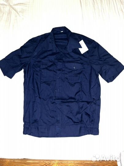 Военная Офисная рубашка синяя