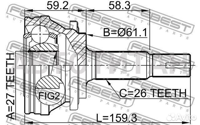 ШРУС наружный 27X70X26