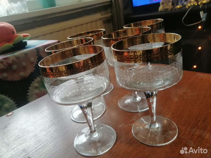 Фужеры хрусталь позолота Чехословакия СССР