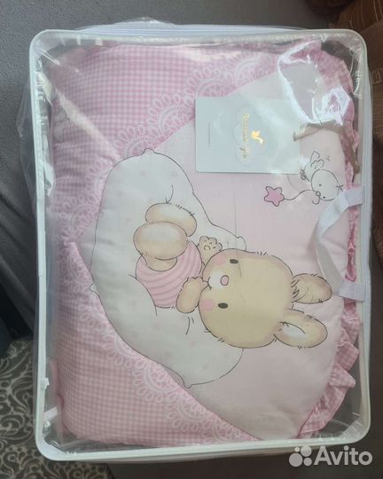 Бортики и балдахин в кроватку для девочки