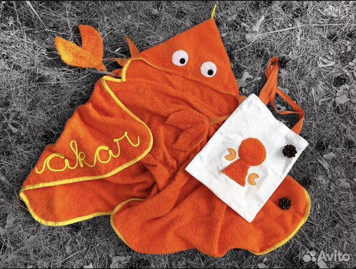 Полотенце детское пляжное с капюшоном новое