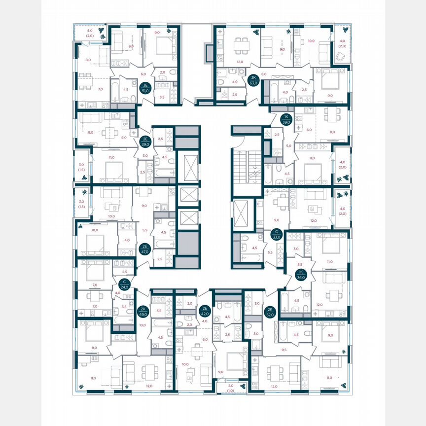 3-к. квартира, 51 м², 15/32 эт.