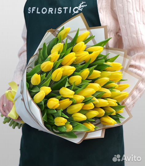 Букет из Тюльпанов 51шт «Солнечная улыбка»